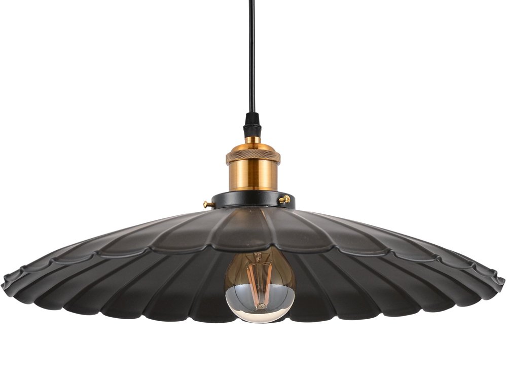 Pakabinamas šviestuvas G.LUX Gt-350-D35-1S-Bl Loft-1, 1 x E27, 350 mm skersmens gaubtas, juodos/žalvario sp.