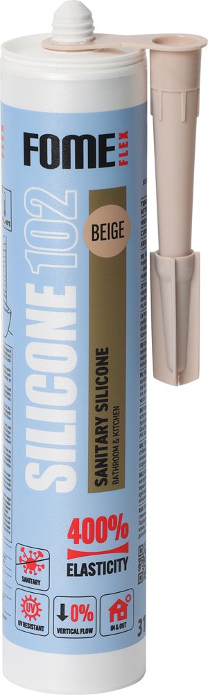 Silikoninis hermetikas FOME FLEX Silicone 102, 310 ml, smėlinis, sanitarinis