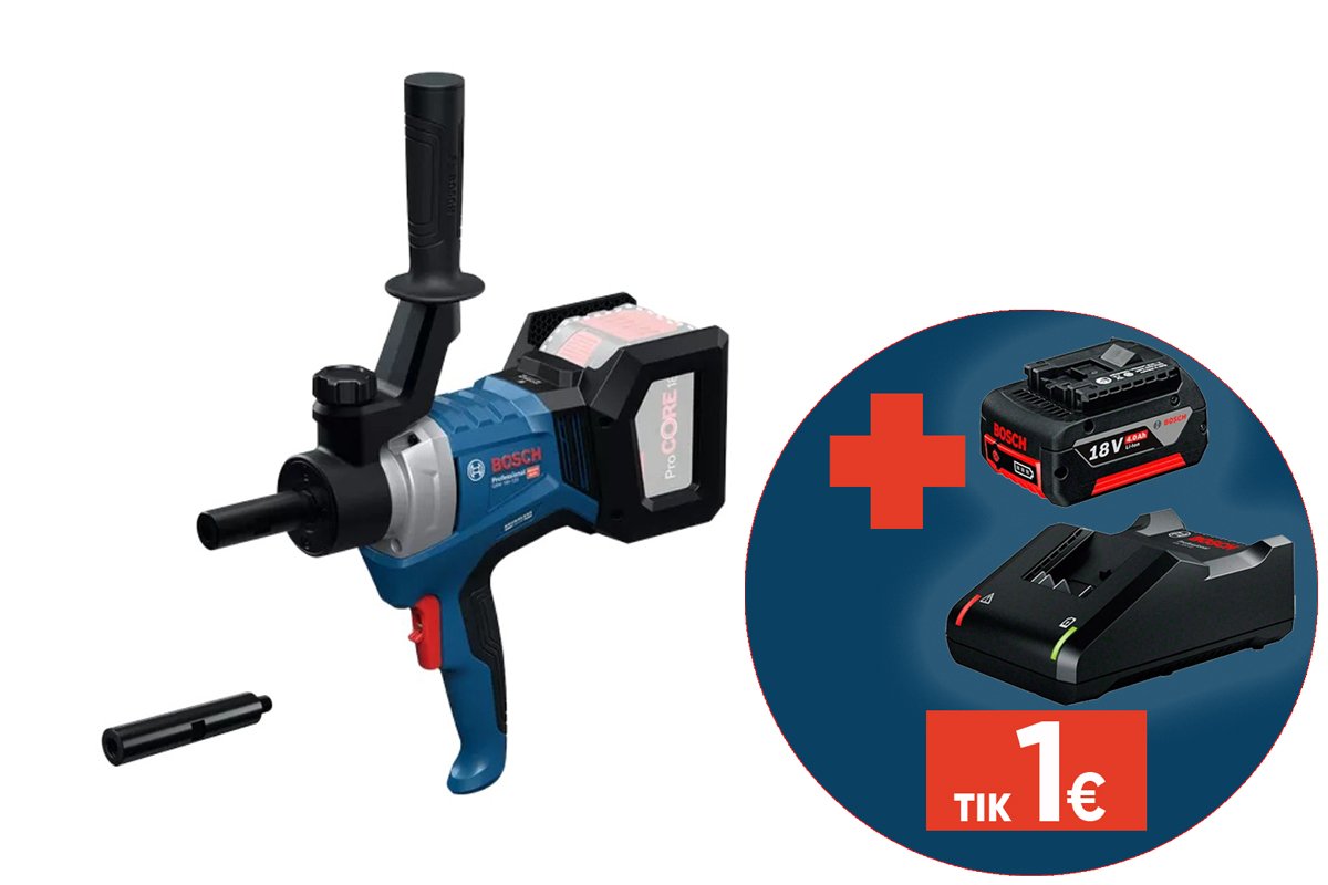 Akumuliatorinis statybinių mišinių maišytuvas BOSCH Professional PRO GRW 18V-120 SOLO, 18 V, be akumuliatoriaus ir kroviklio, 06011C2000