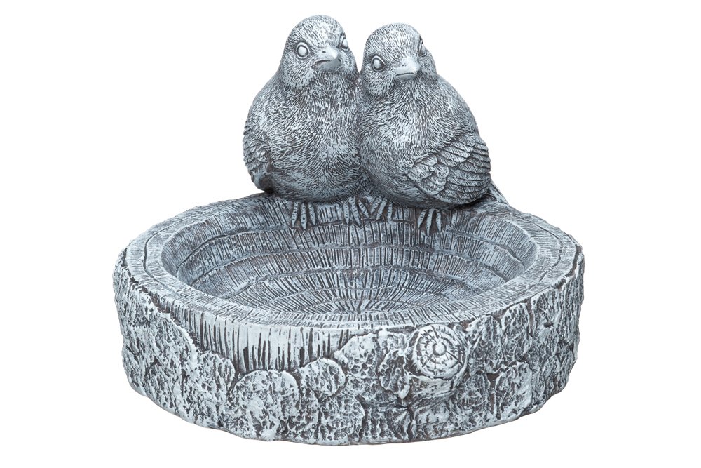 Sodo dekoracija Paukšteliai, paukščių girdykla, pilkos sp., 25,5 x 24 x 17,5 cm.