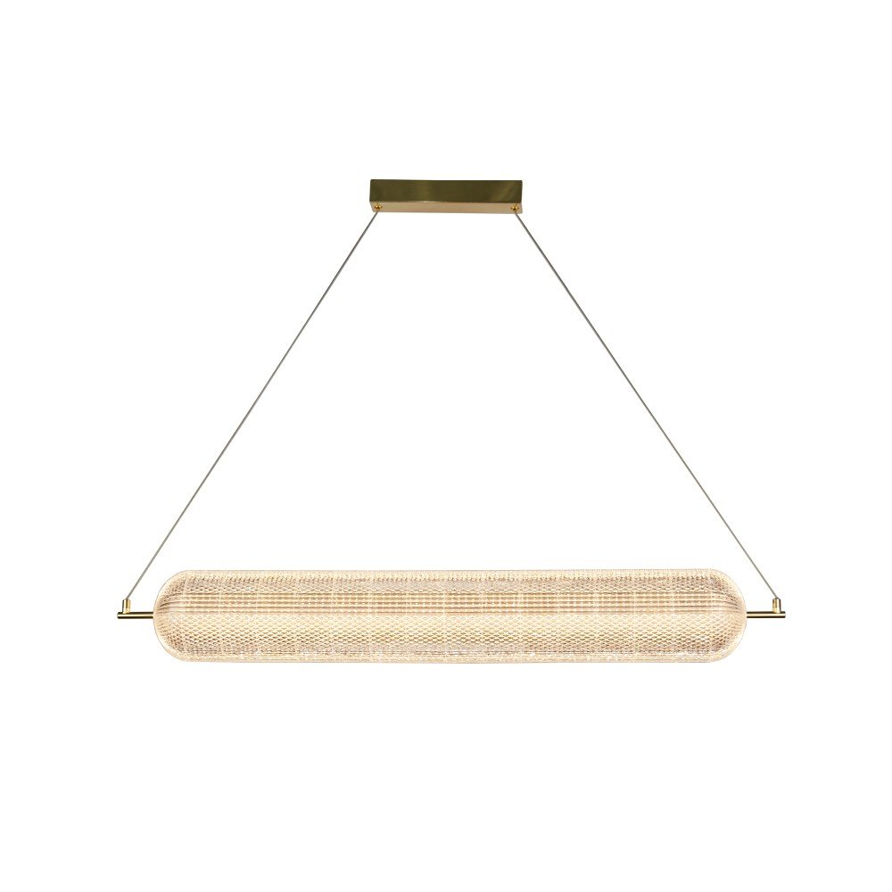 Pakabinamas LED šviestuvas SEARCHLIGHT Capsule, 42,5W, 230V, 3000K, 5711lm, satininis varis, metalas ir akrilas, dimeriuojamas, 1080 x 150 x 150 mm, maksimalus aukštis 1500mm, 28800SB