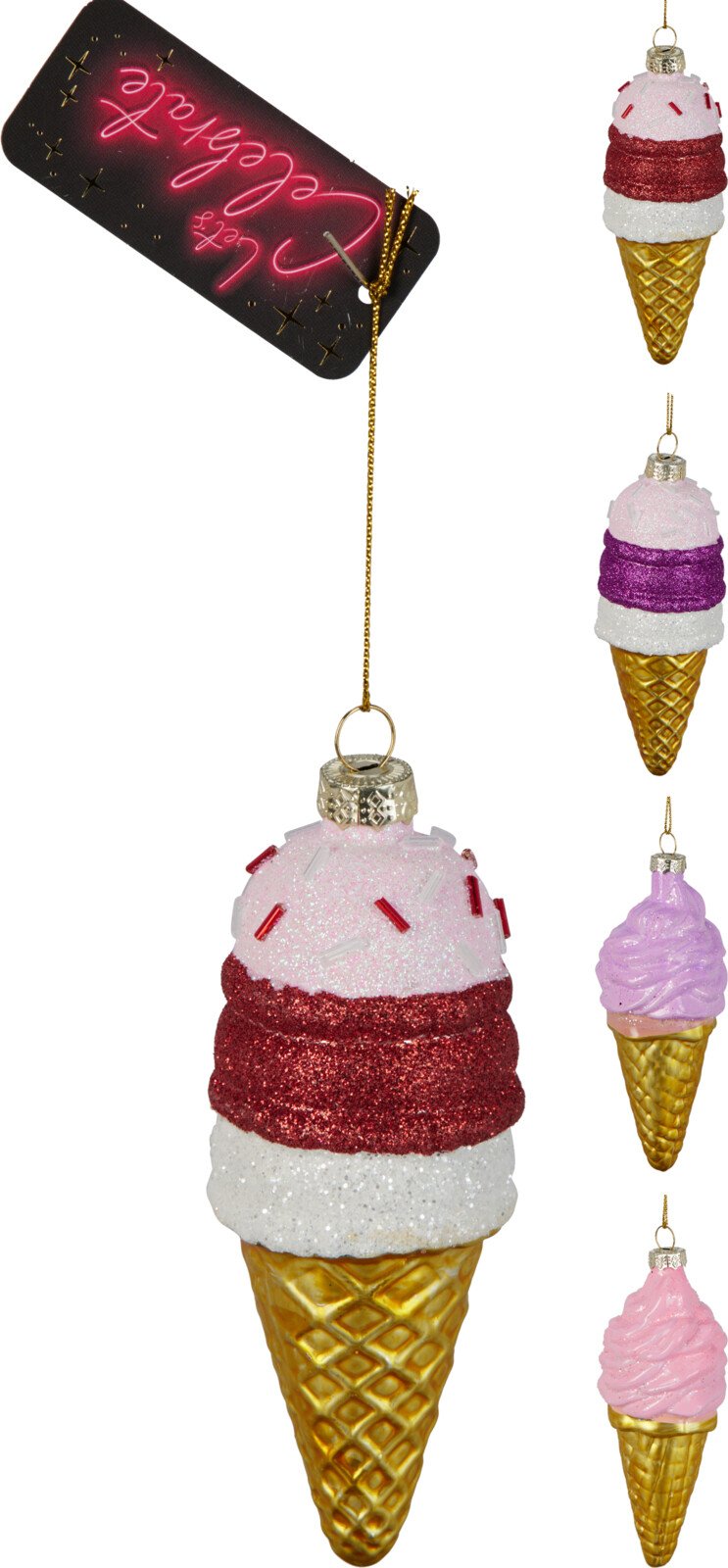 Eglutės žaisliukas Ledai, stiklas, 4 skirtingi dizainai, 4,8 x 4,8 x 12,6 cm