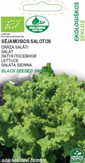 Daržovių sėklos, EKO salotos sėjamosios Black Seeded Simpson, 1 g., 4061