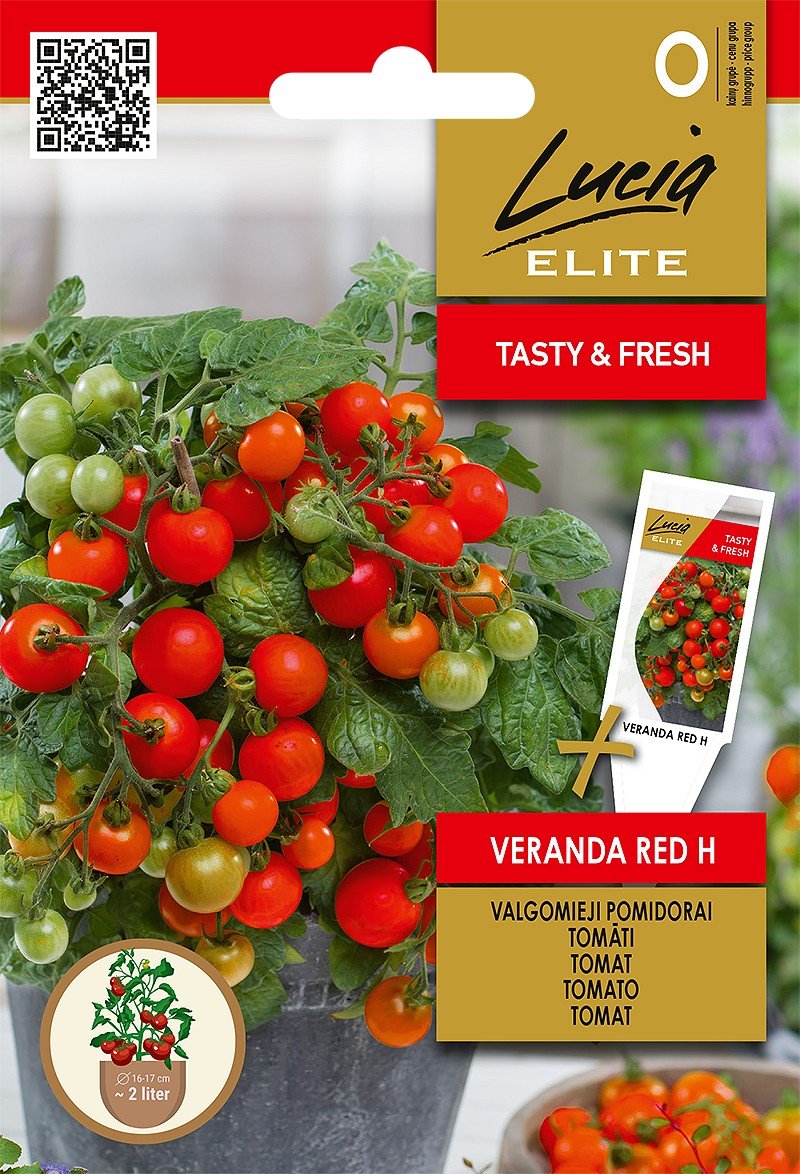 Daržovių sėklos, LUCIA ELITE ELN pomidorai valgomieji VERANDA RED H, 5 g.
