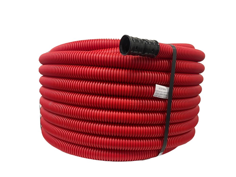 Gofruotas vamzdis MINBUD, D32mm, su viela, pilkos spalvos, 320 N, RKGLp32/70012175, 25m.