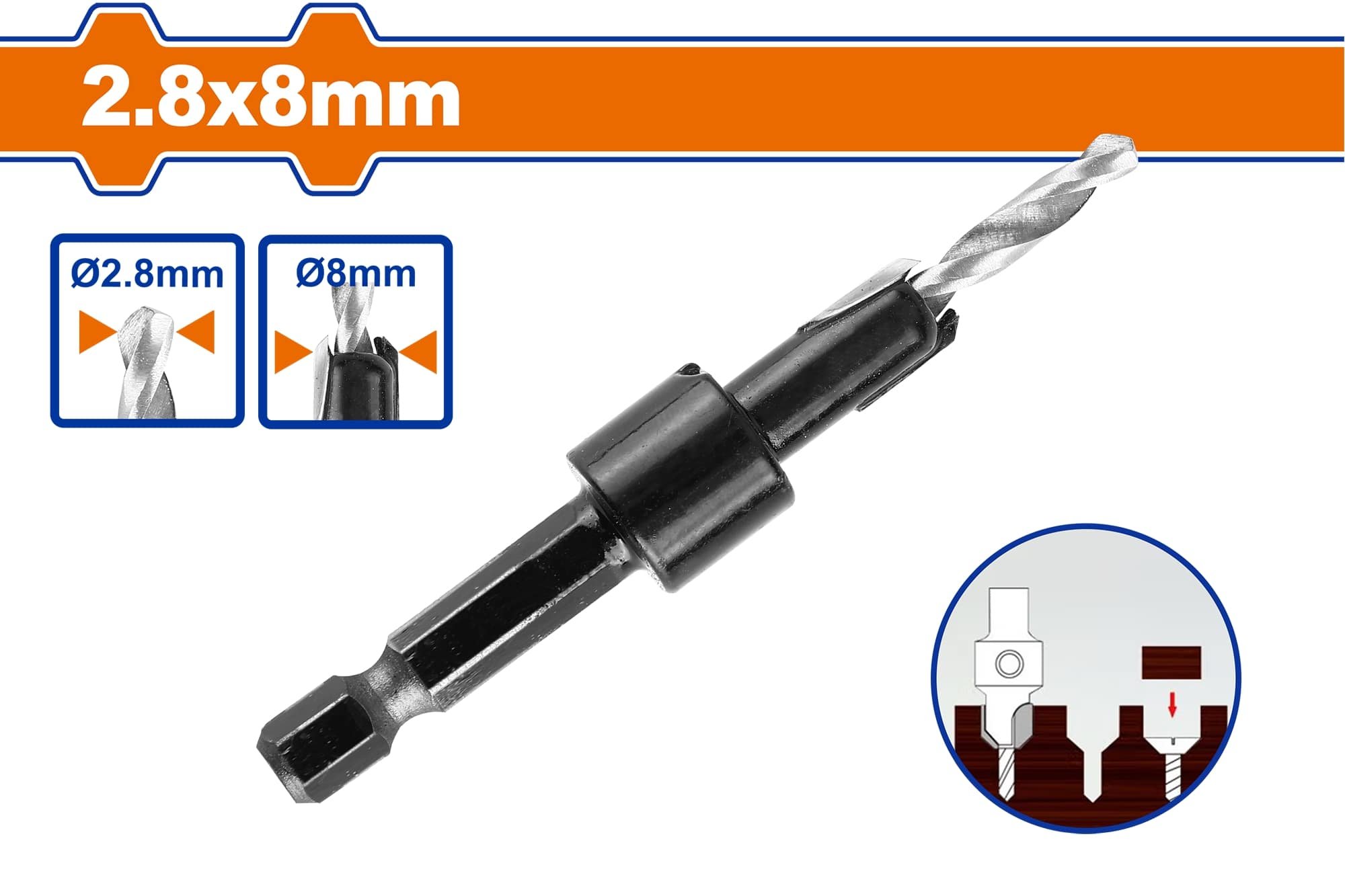 Įgilinimo grąžtas WADFOW, 1/4", 2.8x8 mm, WCBS1B28