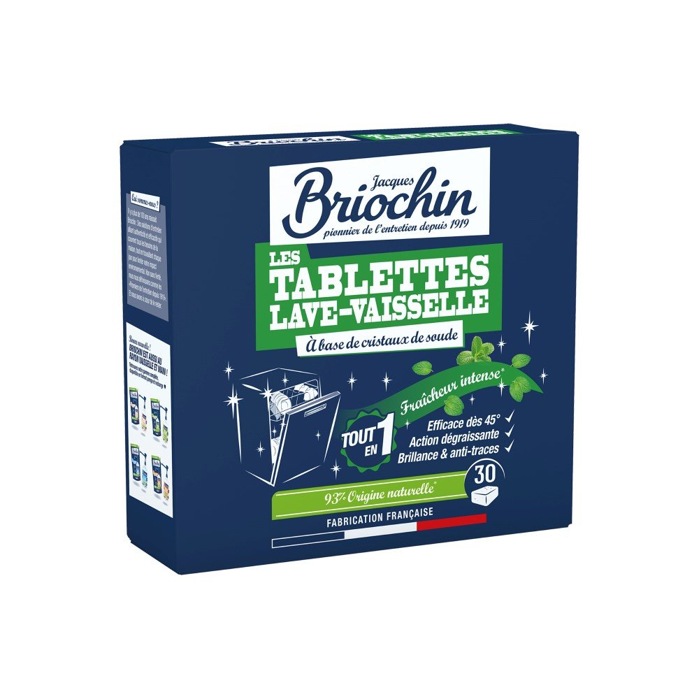 Kvapnios indaplovių tabletės BRIOCHIN, su stipriu nuriebalinimo poveikiu, 30 vnt., 66932