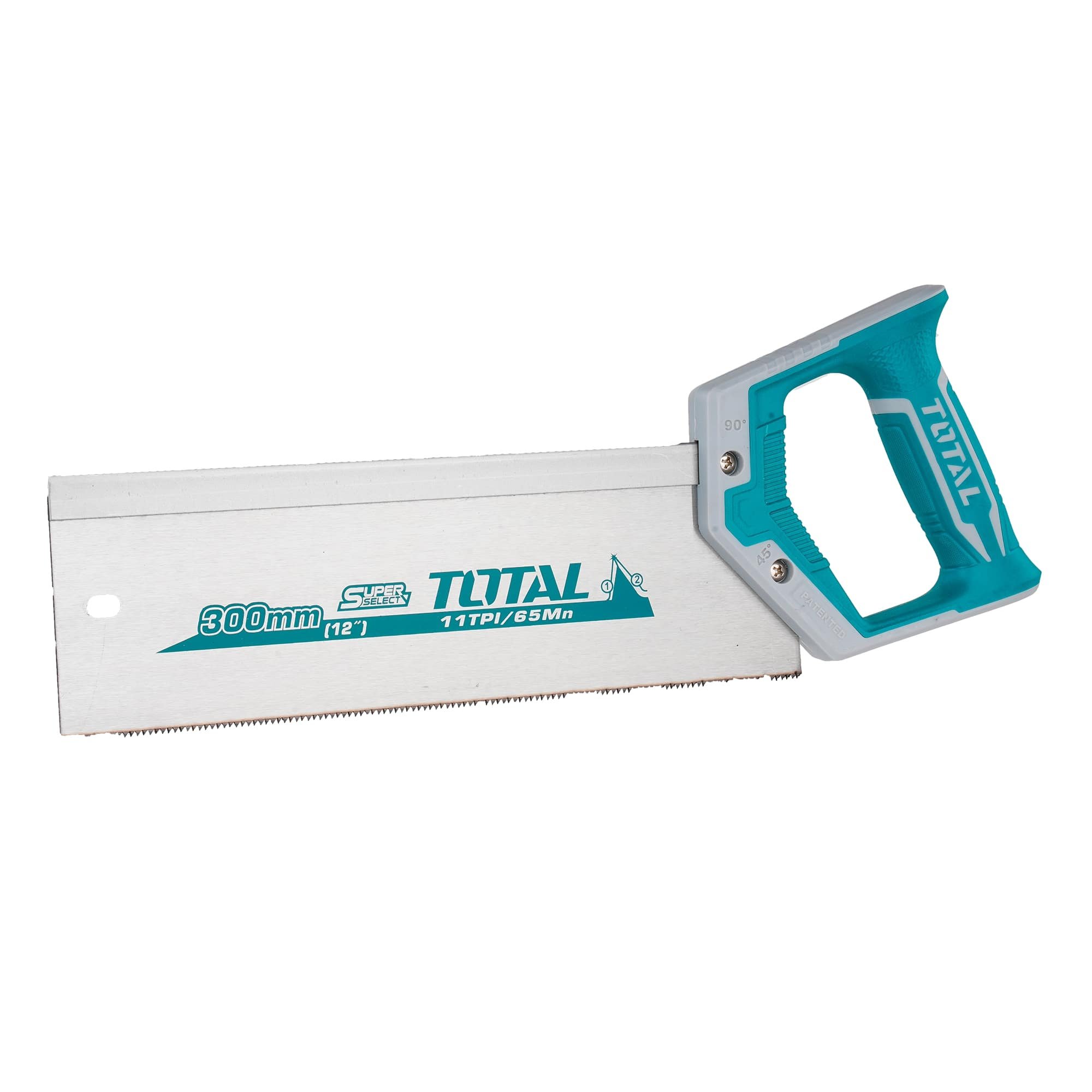 Pjūklas TOTAL, medienai, su plastikiniu loveliu, 11TPI, 65Mn, 300 mm, THTK591262