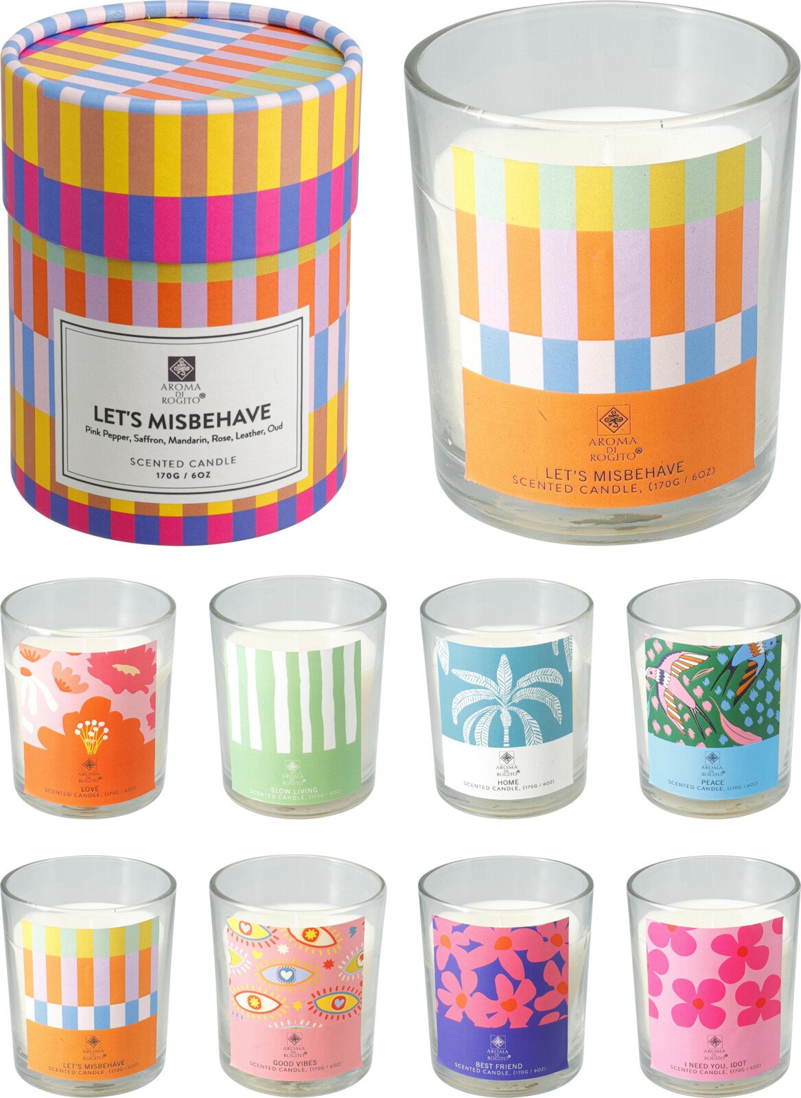 Kvapni žvakė, stikliniame indelyje, 12 cm, 8 skirtingi kvapai