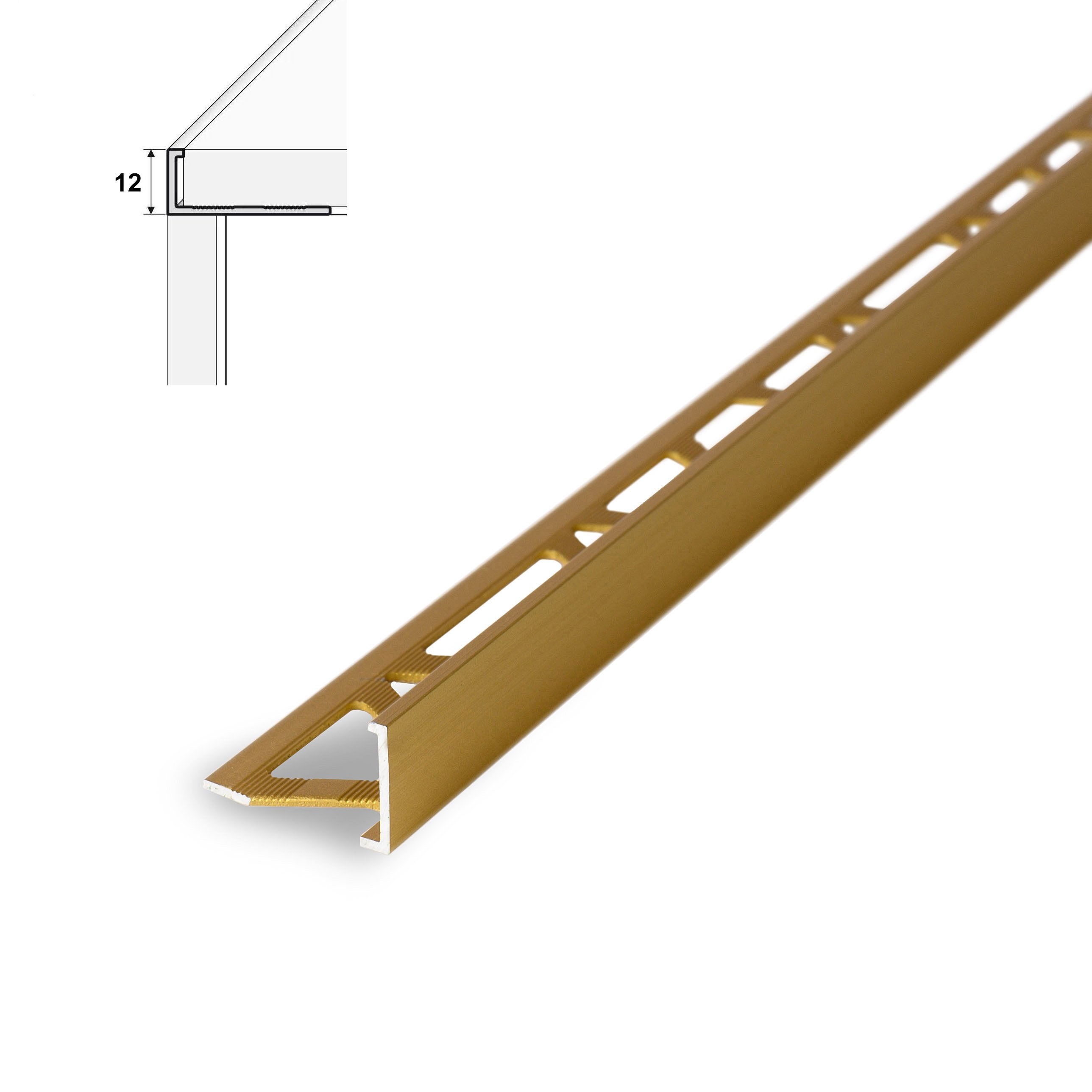 Aliumininė užbaigimo juostelė HESORA H 43 D1, 1.2 x 270 cm, mat. aukso spalvos, kilmės šalis ES