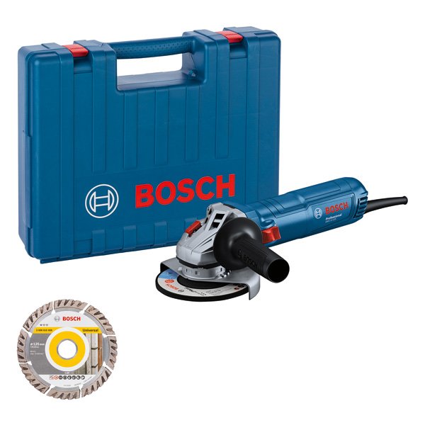 Elektrinis kampinis šlifuoklis BOSCH Professional GWS 12-125, galia 1200 W, naudojamas 125 mm diskas