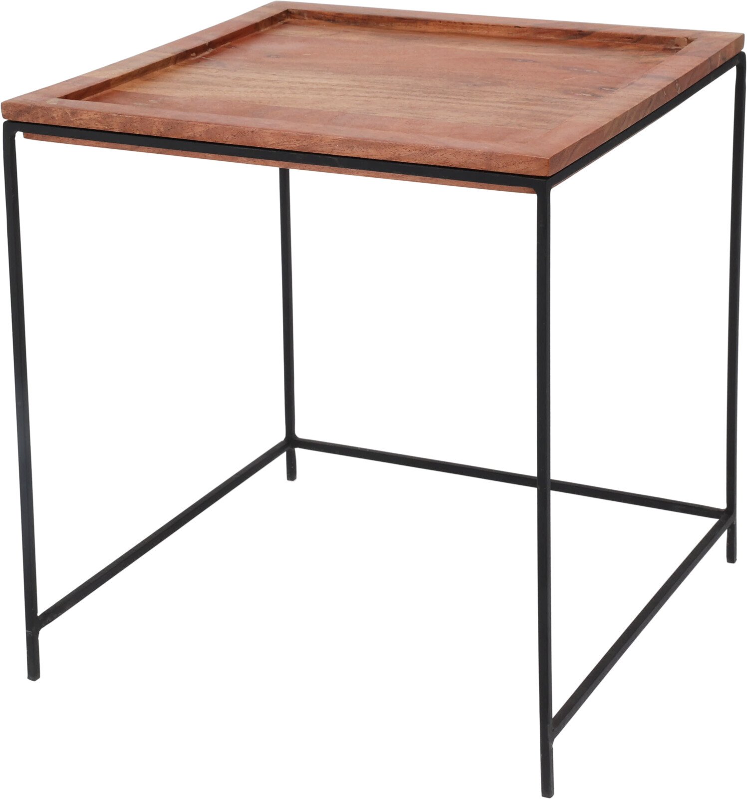 Metalinis staliukas mediniu stalviršiu, juodos sp., 40 x 40 cm, aukštis 41 cm