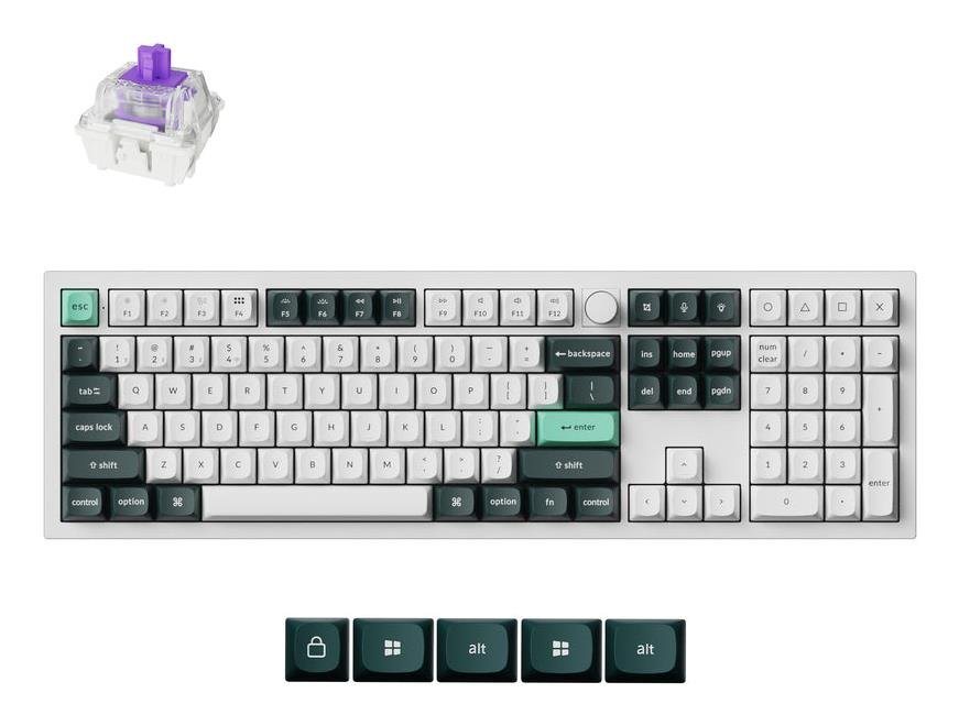 Belaidė žaidimų klaviatūra KEYCHRON Q6 HE, 100% mechaninė, baltos sp., Q6H-P1