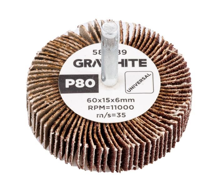 Žiedlapinis šlifavimo cilindras GRAPHITE, 60 x 15 x 6 mm, P80