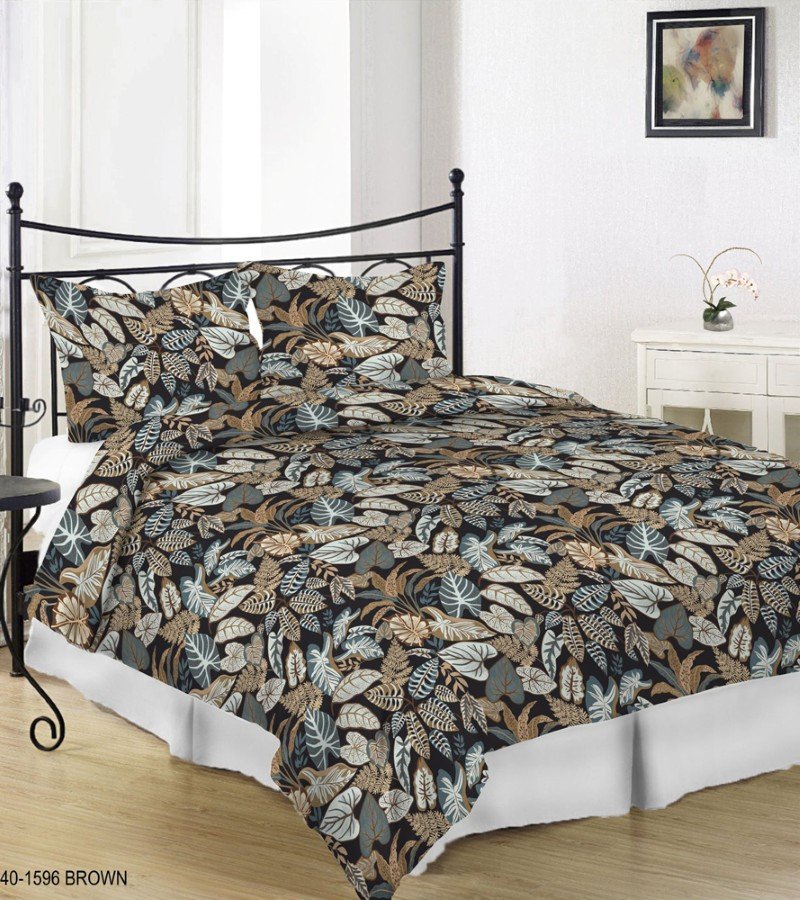 Patalynės užvalkalų komplektas KARALIŠKAS MIEGAS, 200 x 220, 50 x 70cm, 3 dalių su užtrauktuku, lapų rašto, rudos sp.