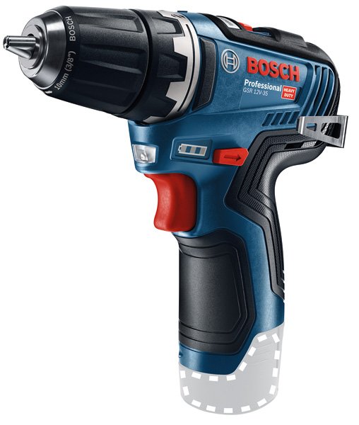 Akumuliatorinis suktuvas BOSCH Professional GSR 12V-35 SOLO, 12V, sukimo momentas 20-35 Nm, 10 mm griebtuvas, be akumuliatoriaus ir kroviklio, 06019H8000