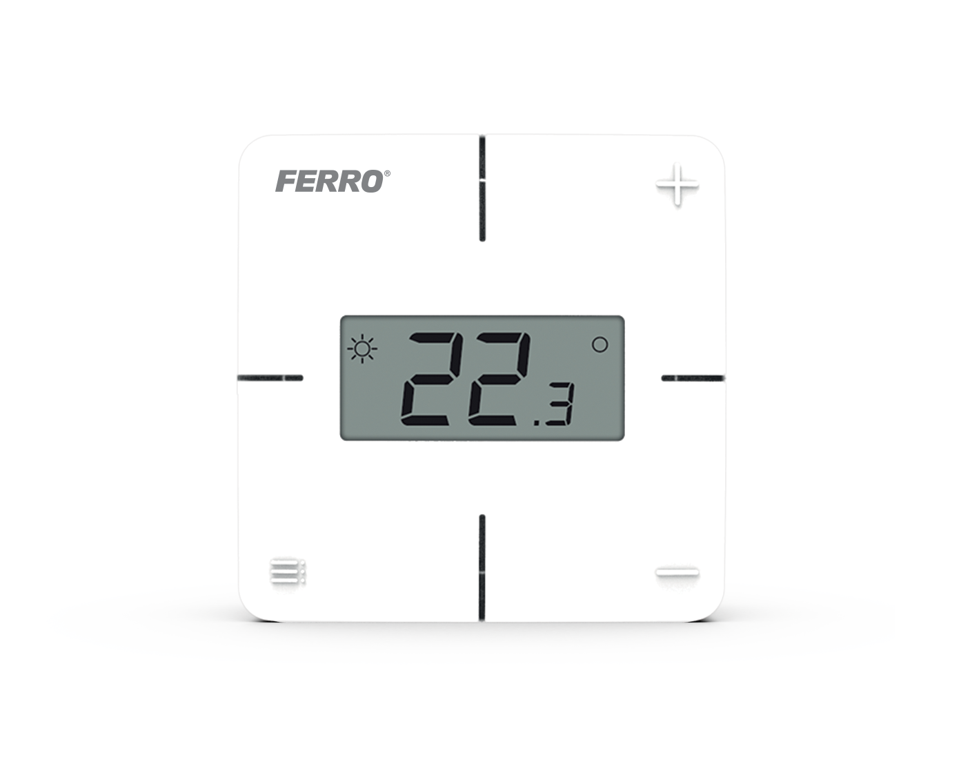 Laidinis kambario temperatūros reguliatorius FERRO FTHW*, su LCD ekranu, FTHW*