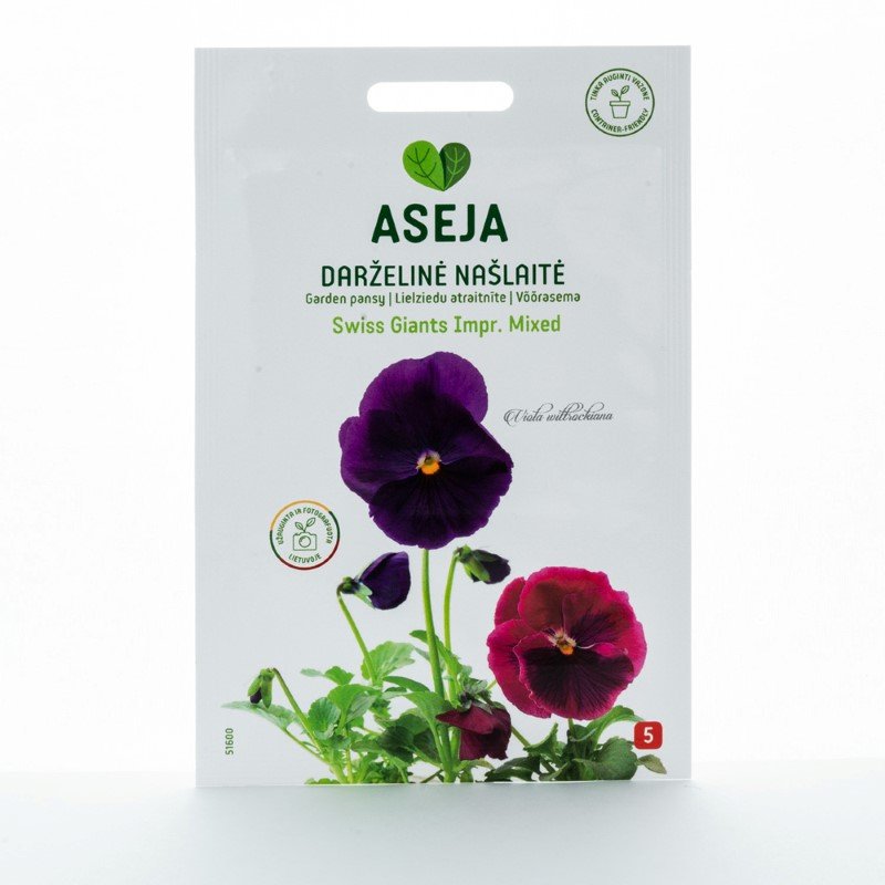 Gėlių sėklos, darželinė našlaitė Swiss Giants Impr. Mixed, ASEJA, 0,2gr, 51600(5)