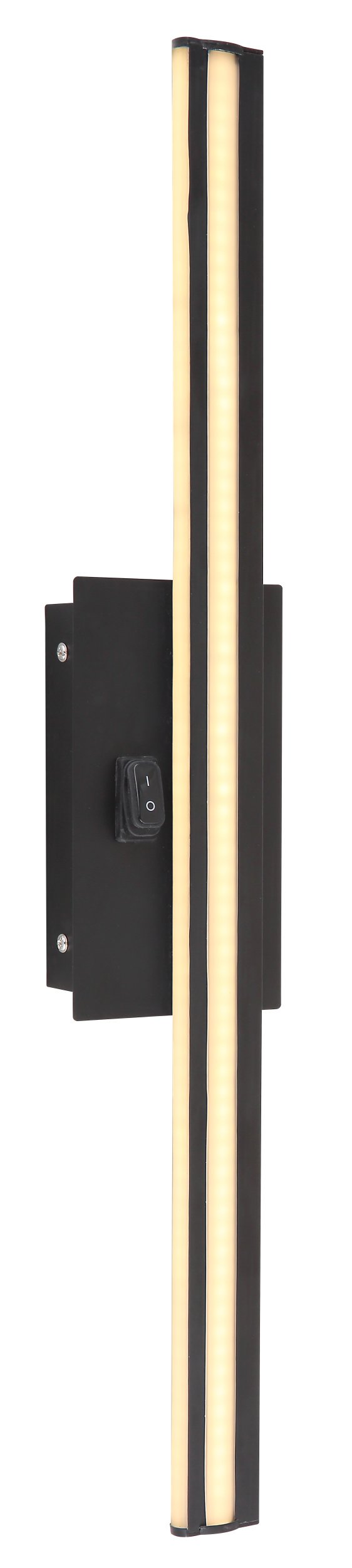 Sieninis veidrodžių ir paveikslų šviestuvas GLOBO Viggo, 18W, 230V, 2070 lm, 3000K, IP44, su jungikliu, metalinis, matinis, juodos sp. 610 x 100 x 62 mm, 41499B