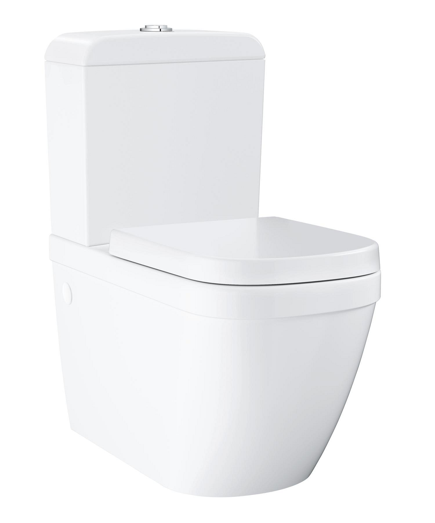 Klozetas GROHE Euro Ceramic, pastatomas, dvigubas nuleidimas 3/6 l, be nuplovimo lanko, įvadas iš apačios, su lėtai nusileidžiančiu dangčiu, 39462000