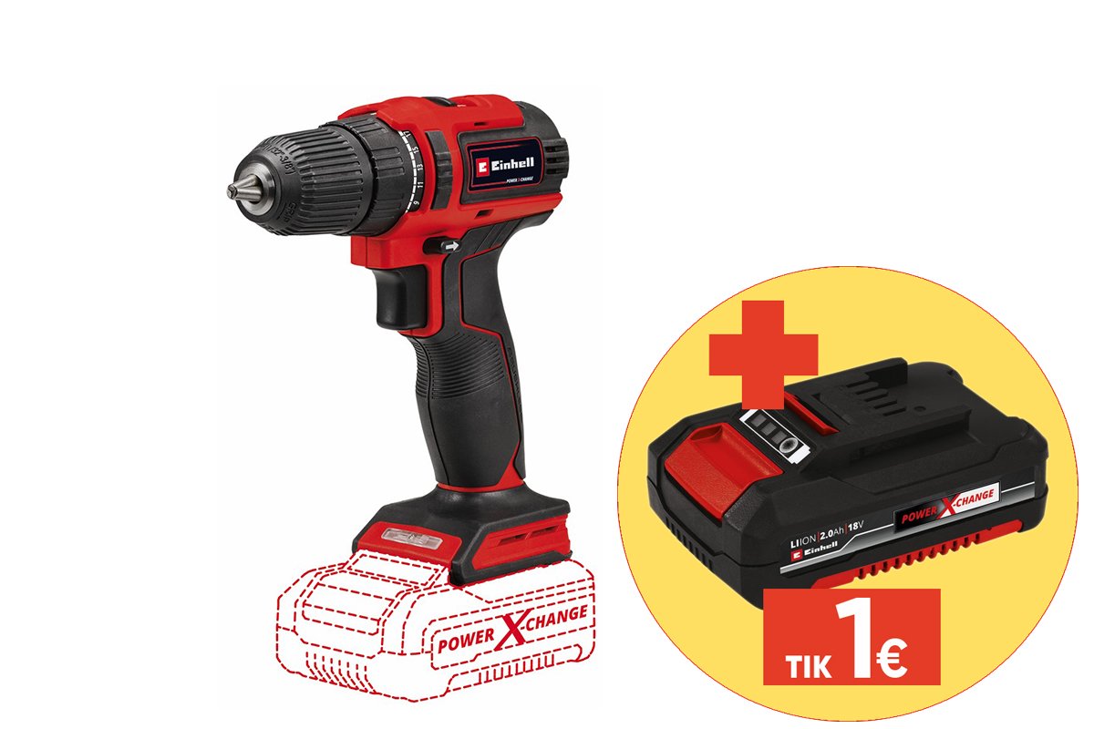 Akumuliatorinis gręžtuvas EINHELL TE-CD 18/40 Li BL - Solo, 18 V, bešepetėlis variklis, maks. sukimo momentas 40 Nm, be akumuliatorių ir kroviklio