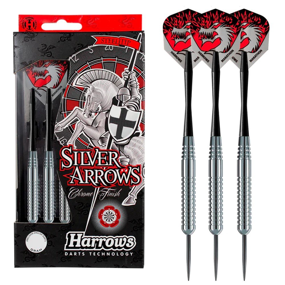 Darts strėlytės HARROWS Silver Arrows, steeltip, 3x18 g