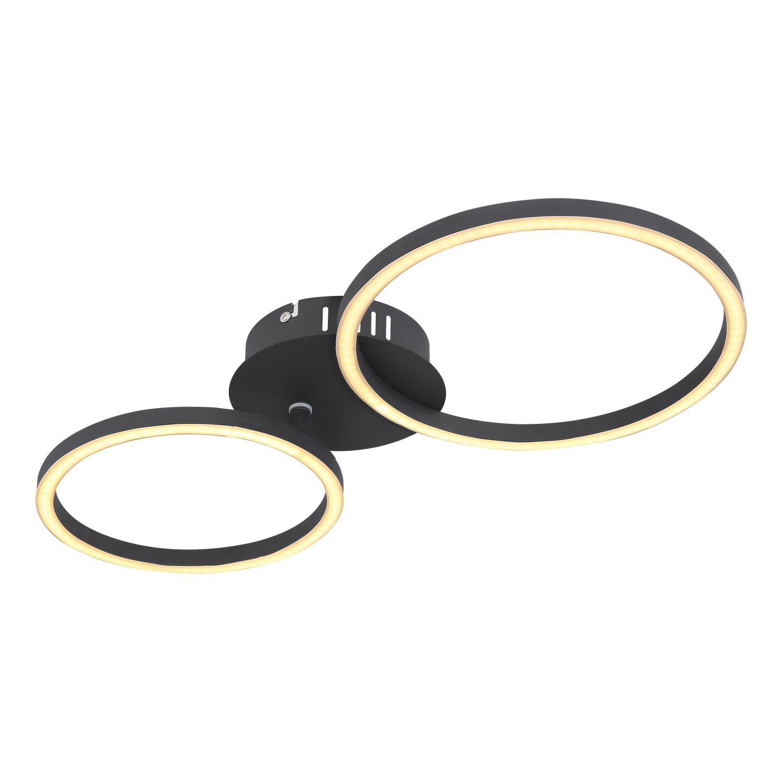 Lubinis LED šviestuvas GLOBO Kendy, 24W, 230V, 2744 lm, 3000K, metalas juodos sp., žiedo skersmuo 250 mm ir 205 mm, 490 x 247 x 72 mm, 67233-24S