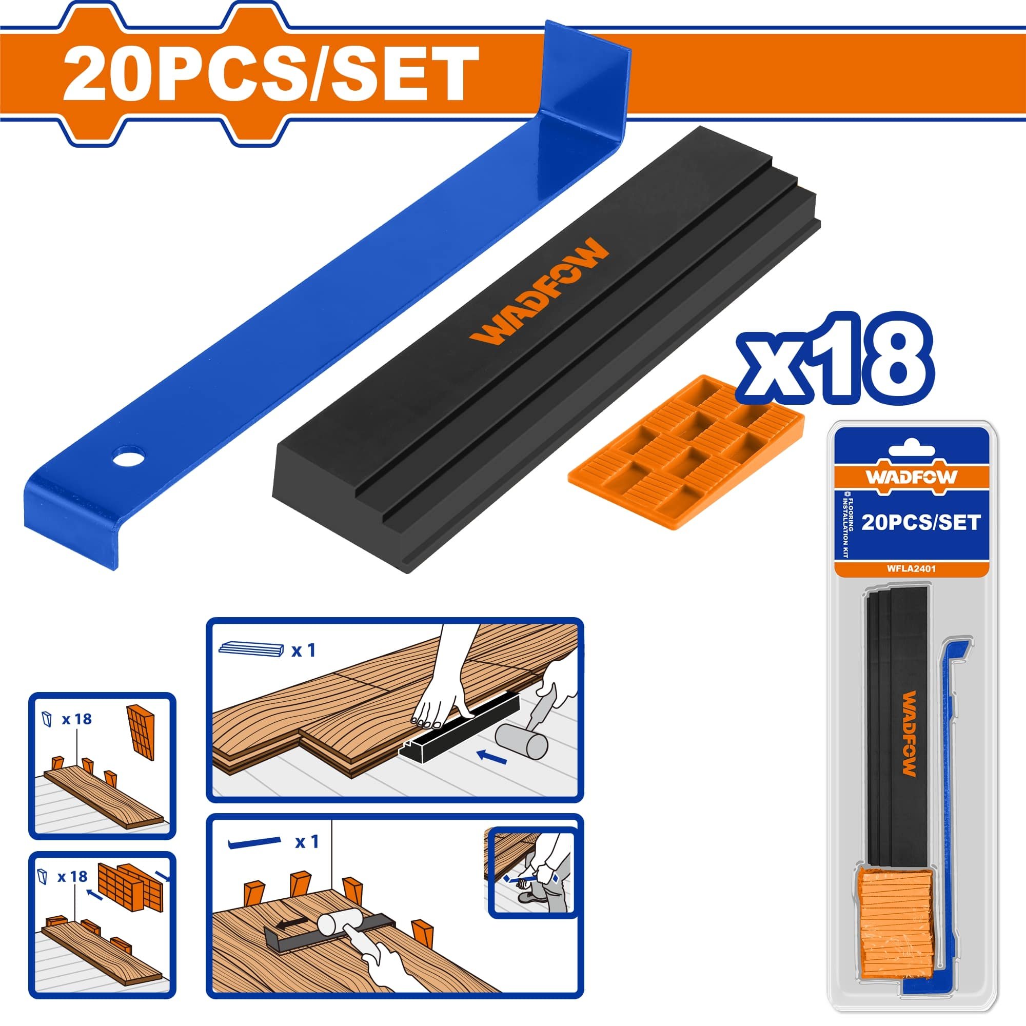 Grindų dangų montavimo rinkinys WADFOW, 20 vnt., WFLA2401