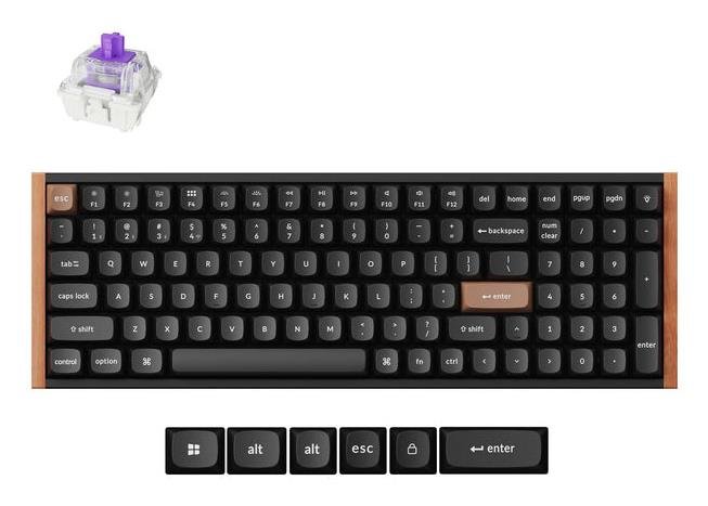 Belaidė žaidimų klaviatūra KEYCHRON K4 HE, 96% mechaninė, juodos sp., K4H-F1