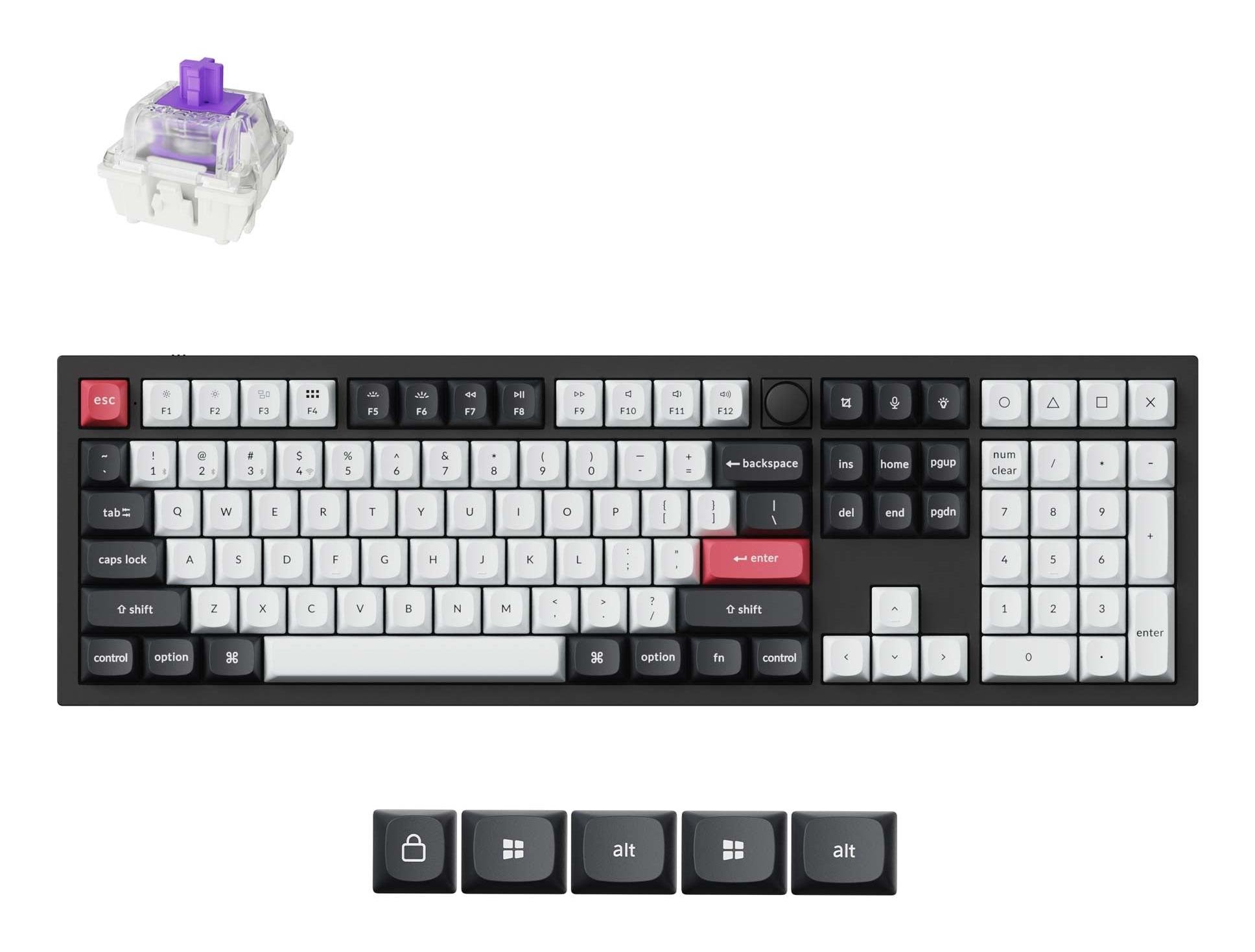 Belaidė žaidimų klaviatūra KEYCHRON Q6 HE, 100% mechaninė, juodos sp., Q6H-M1