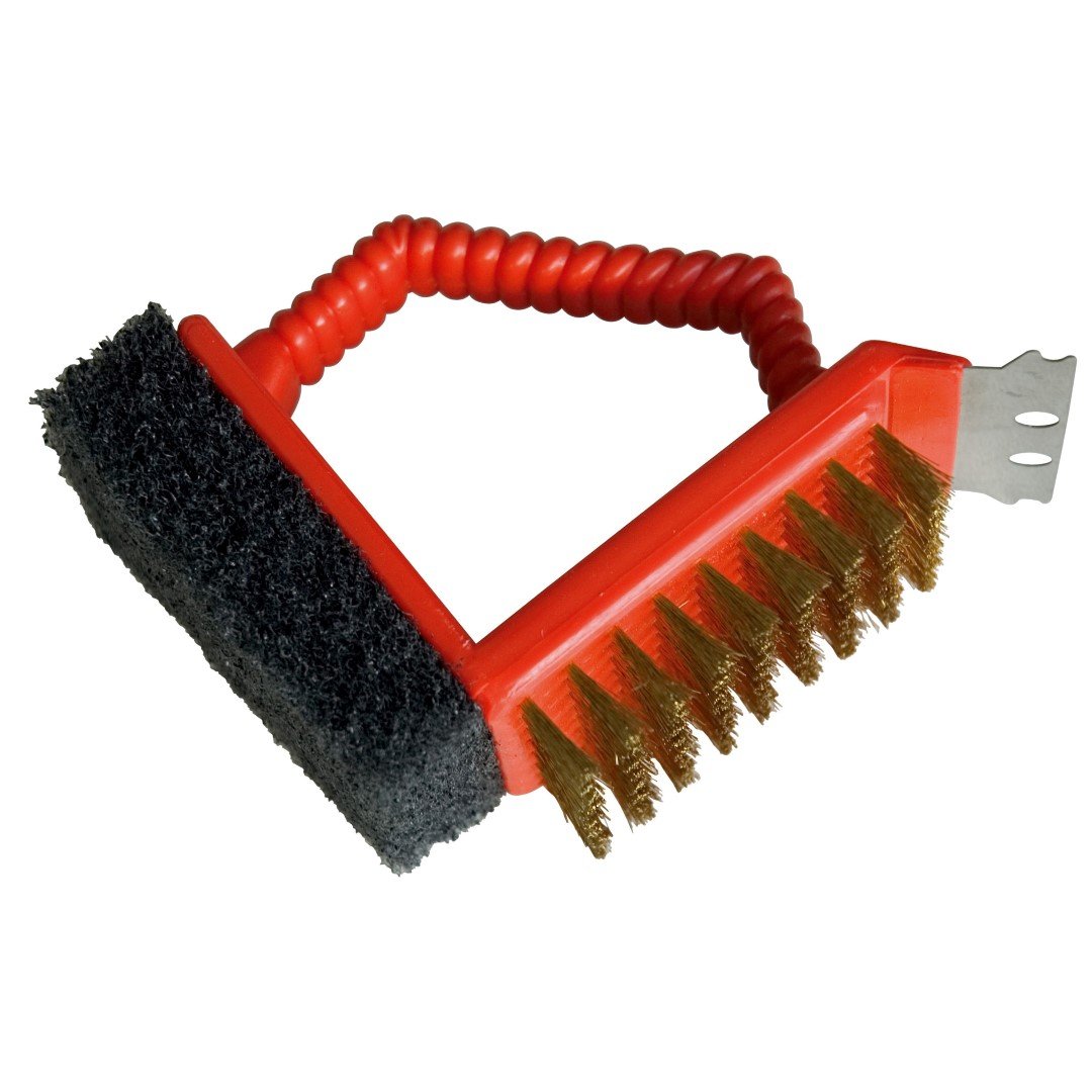 Griliaus valymo šepetys BARBECOOK, 3 IN 1, raudonos spalvos