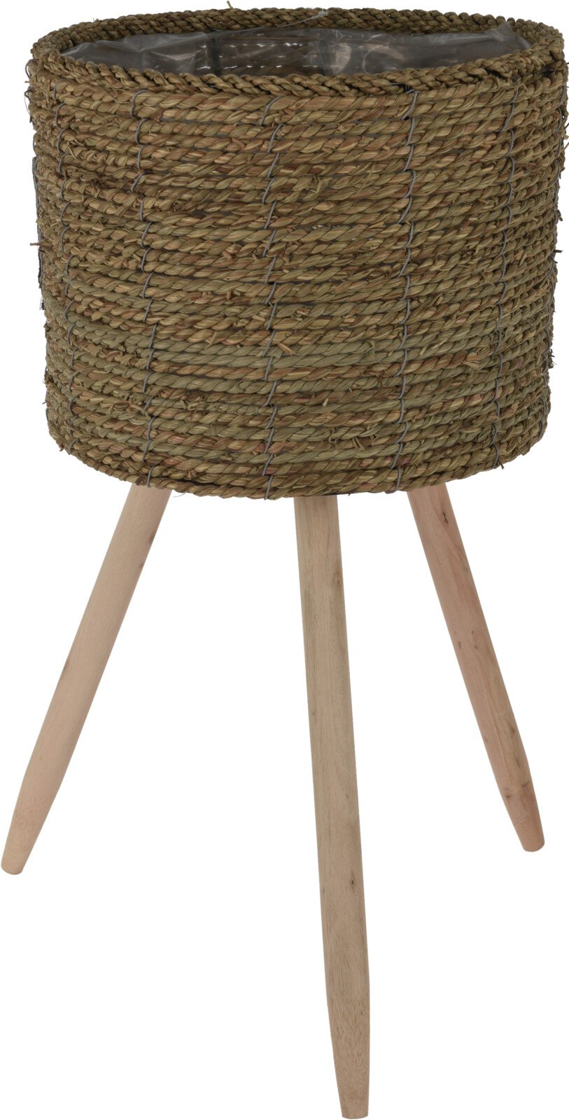 Kambarinis vazonas, pintas, su kojelėmis, rudos sp., 30,5 x 30,5 x 59 cm.