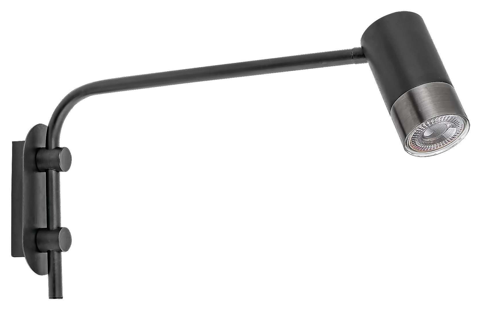 Kryptinis šviestuvas RABALUX Zircon, GU10, 1 x 5W, 230V, IP20, metalinis, matinės juodos / metalo sp., 60 x 250 x 380 mm, 5072