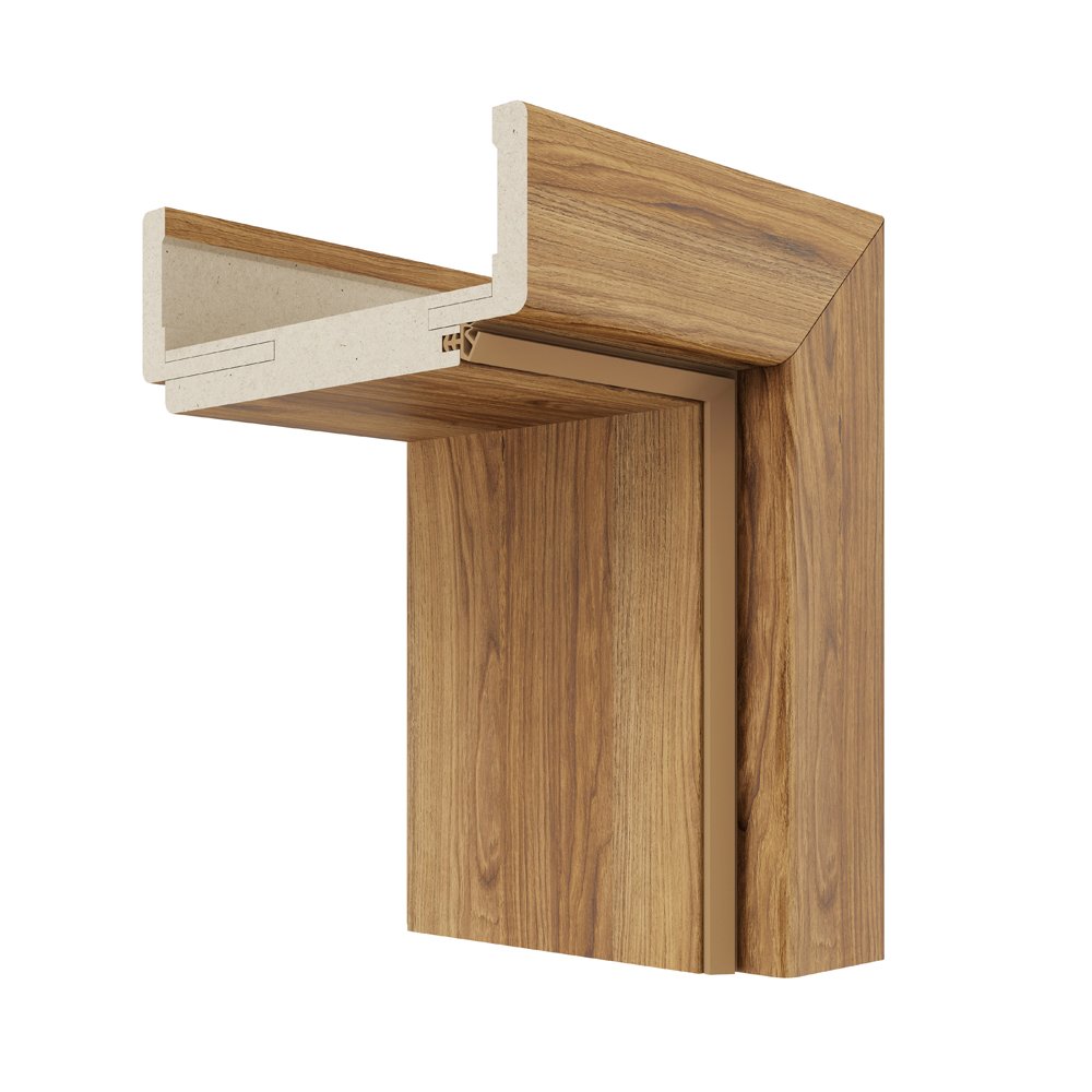 Laminuota durų stakta VIVENTO, reguliuojama, su apvadais, komplektas durų varčiai, kairinė, spl. Catania oak, 100-140x91x2108 mm, 2 vnt., 110-140x91x985 mm, 1 vnt.