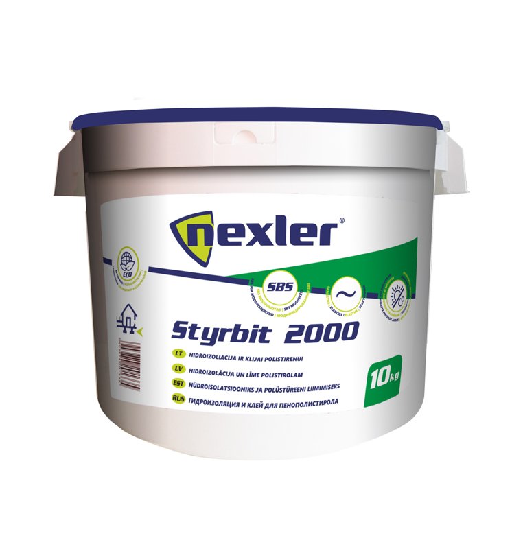 Dispersinė bituminė-kaučiukinė masė NEXLER Styrbit 2000, vandens pagrindu, 10 kg