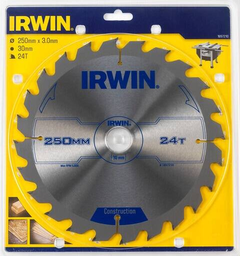Medžio pjovimo diskas su kietmetaliu IRWIN, 250 mm x 24 T