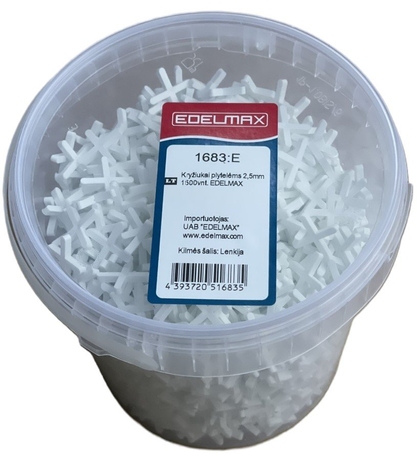 Plytelių kryželiai EDELMAX, 2,5 mm, 1500 vnt.