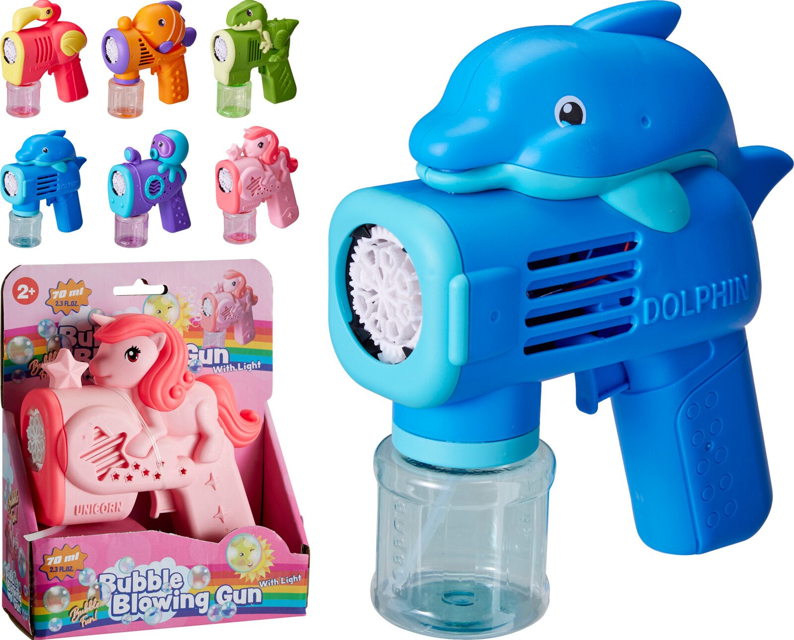 Muilo burbulai Delfinai, 118ml, 4x AA,  įvairių spalvų, be baterijų