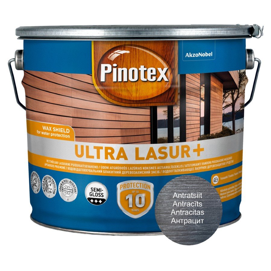 Medienos impregnantas PINOTEX Ultra OP Lasur+ Antracitas 10L