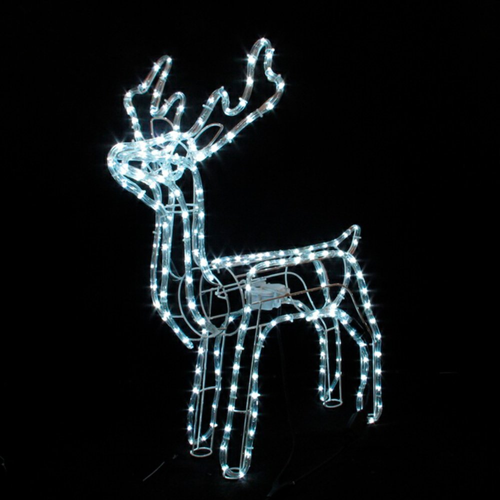Šviečianti dekoracija SUNLUX 20210024, elnio formos, 144 LED, aukštis 60cm, balta spalva, tinka naudoti lauke, IP44