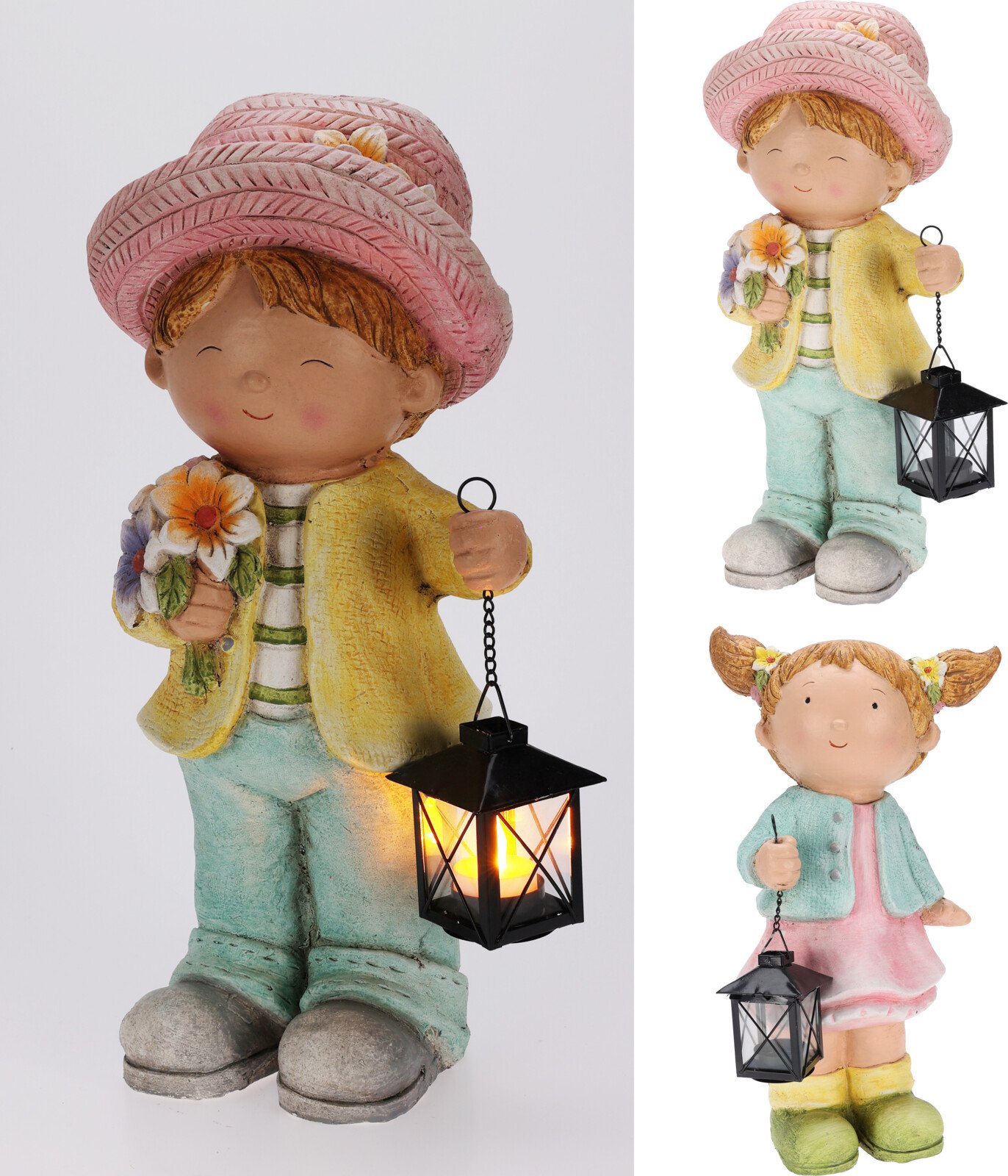 Sodo dekoracija Vaikai, su žibintu, 2 skirtingų dizainų, 23 x 17 x 46 cm.
