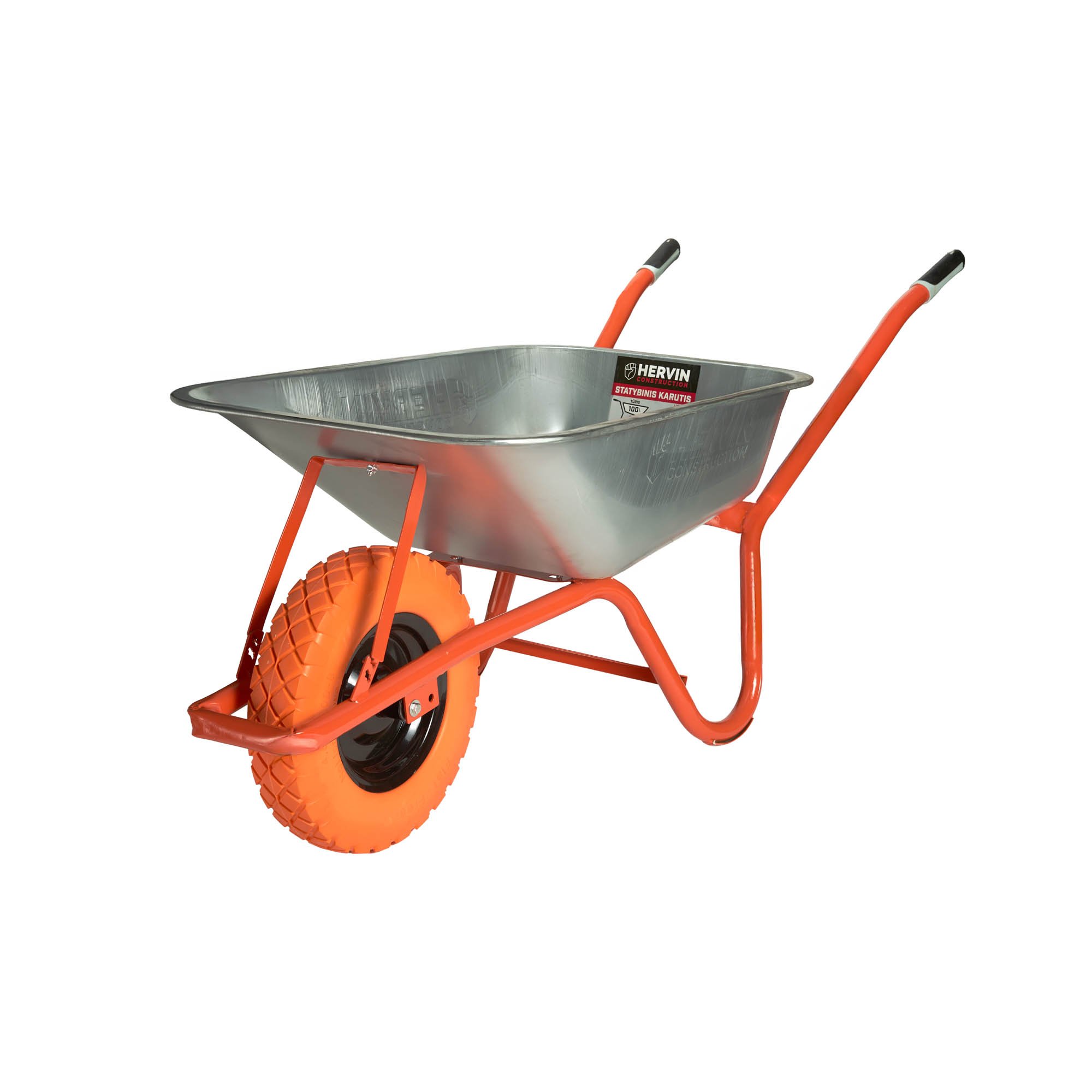 Statybinis karutis HERVIN CONSTRUCTION LUT200-V2, 100 l, 200 kg, pilnaviduris ratas 4,00 x 8"