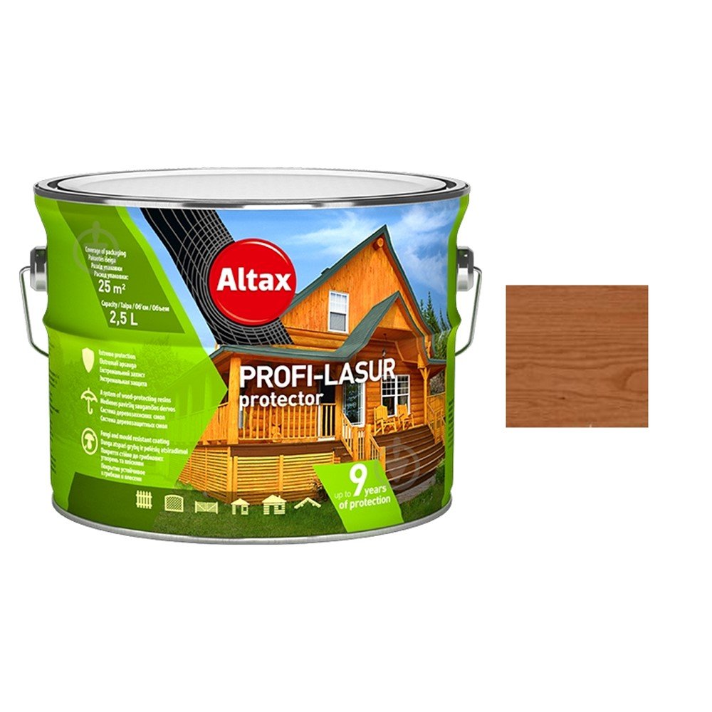 Medienos impregnantas ALTAX Profi-Lasur Protektor, 2,5 l, raudonmedžio sp.