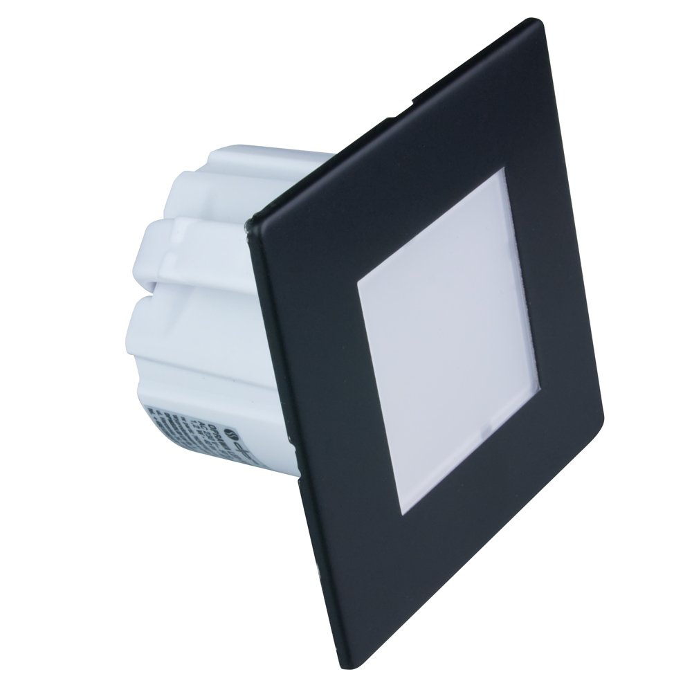 Montuojamas šviestuvas DPM Ycb177B, laiptų apšvietimui, LED, 1,2W, 4000K, 40 lm, 110', IP20, juodos sp., kvadratinis