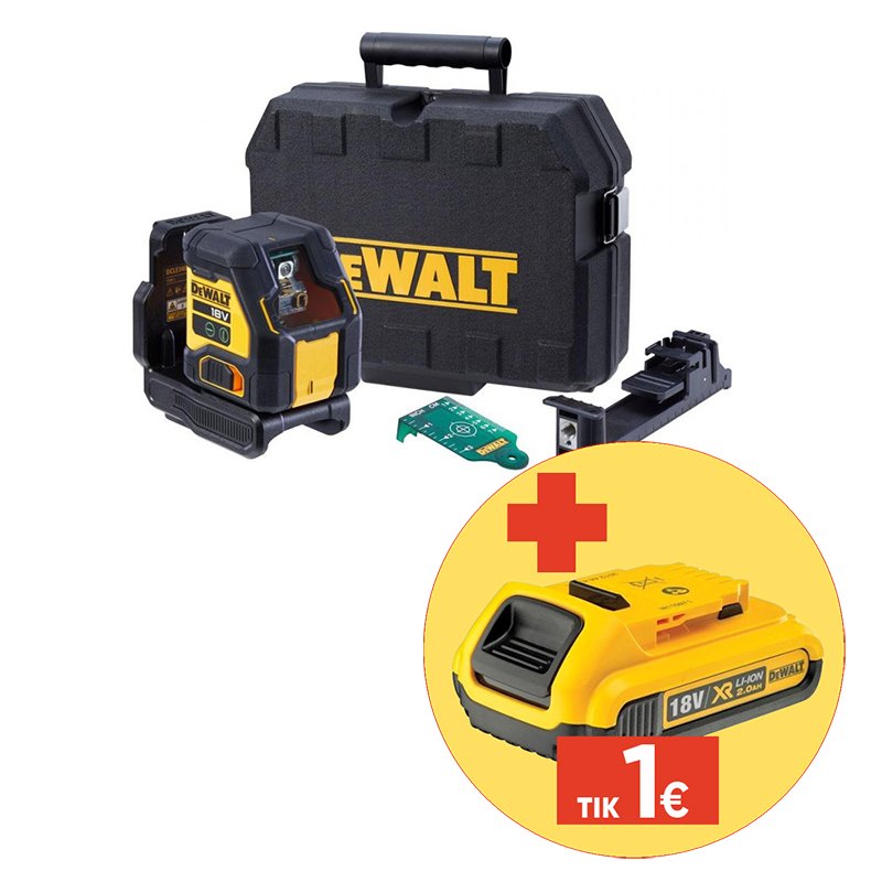 Akumuliatorinis kryžminių linijų lazeris DEWALT DCLE34021N-XJ, žalias spindulys, 18 V, be akumuliatoriaus ir kroviklio