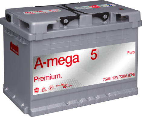 Akumuliatorius A-MEGA PREMIUM 12 V, 75 Ah, 720 A, EN