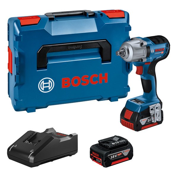 Akumuliatorinis veržliasukis BOSCH Professional GDS 18V-450 HC, 18 V, komplekte 2 x 5,0 Ah akumuliatoriai ir kroviklis, lagaminas, 06019K4003
