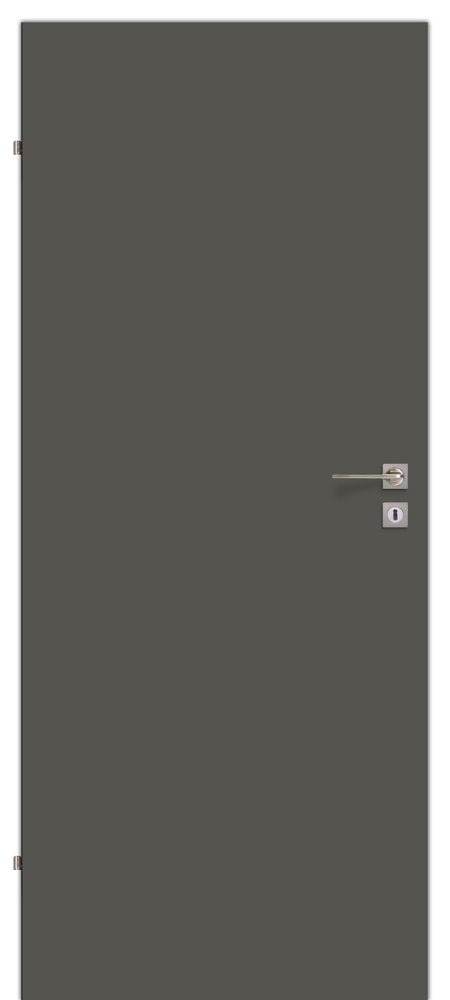 Laminuotos vidaus durys su užlaida VOSTER Plain, kairinės, spalva Graphite matt, matmenys 2030 x 744 x 40 mm