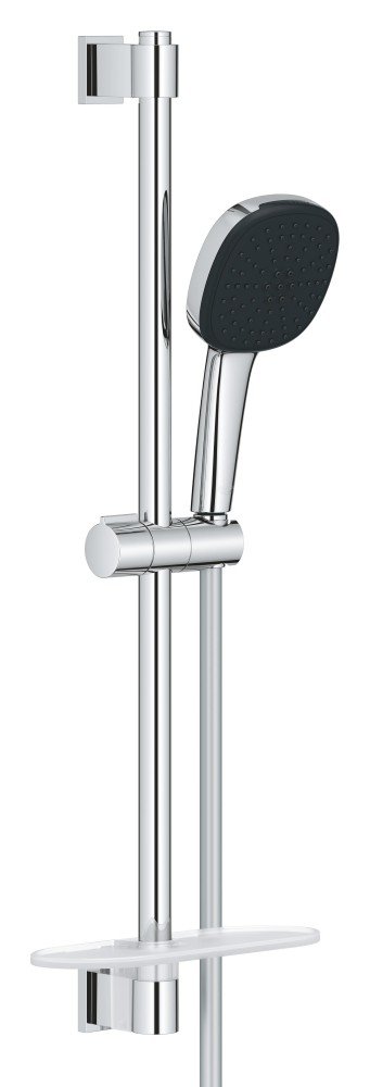 Dušo komplektas GROHE QuickFix Vitalio Comfort 110, 2-srovių dušelis, stovas ir žarna, klijuojamas arba prisukamas, chromo spalva, 26929001