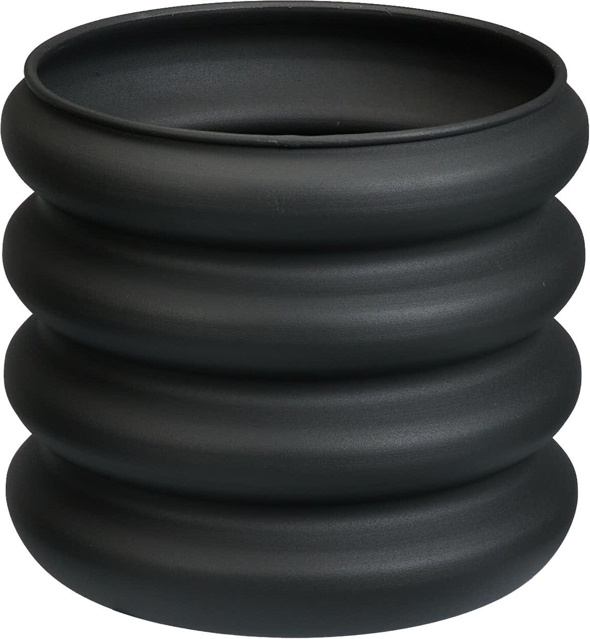 Lauko vazonas, metalinis, banguotas, juodos sp., 25 x 25 x 22,5 cm.